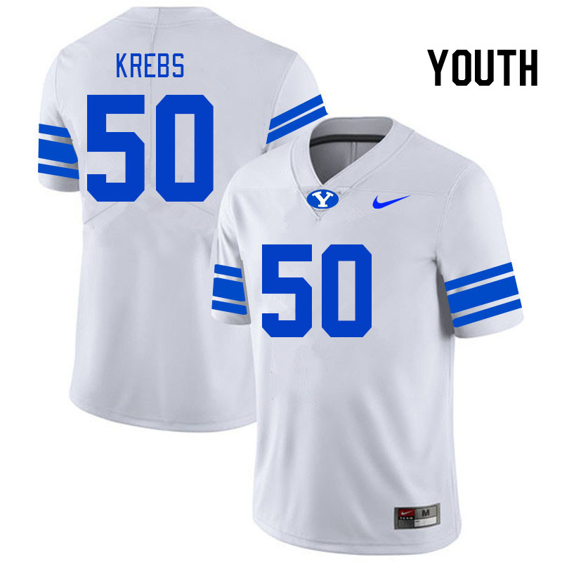 Youth #50 Kason Krebs BYU Cougars College Football Jerseys Stitched-White